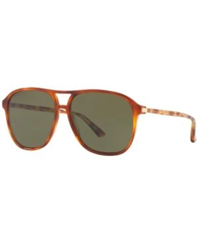 Gucci Sunglasses, Gg0016s In Tortoise/green