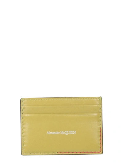 Alexander Mcqueen Leather Card Holder In Green