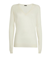 Joseph Womens Ivory Cashair V-neck Cashmere Jumper L In Black
