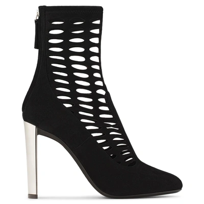 Giuseppe Zanotti - Black Suede Boot With Metal Chunky Heel Violet