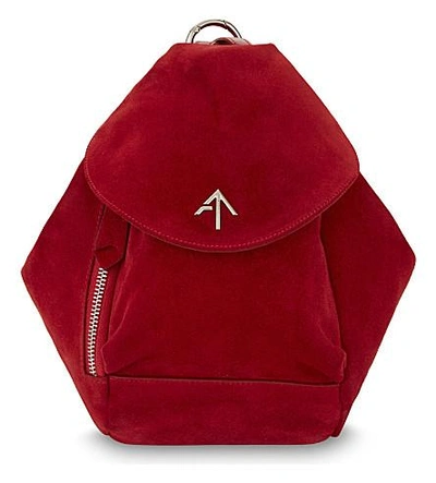 Manu Atelier Mini Fernweh Suede Backpack In Red