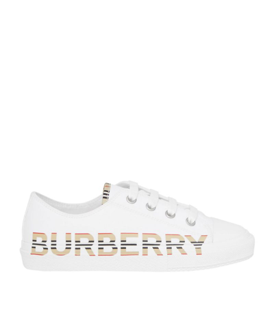 Burberry White Trainers With Check Insert And Logo