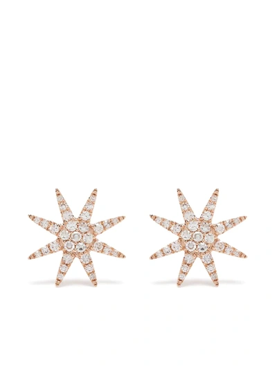 Djula 18kt Yellow Gold Diamond Sun Stud Earrings In Rosa