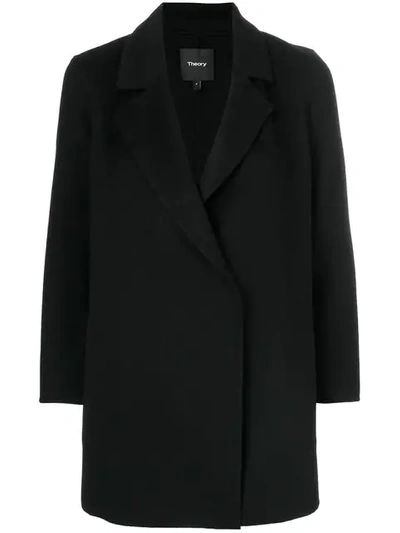 Theory Belted Double-faced Wool And Cashmere-blend Coat In Black