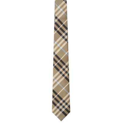 Burberry Silk Nova Check Print Tie In Beige