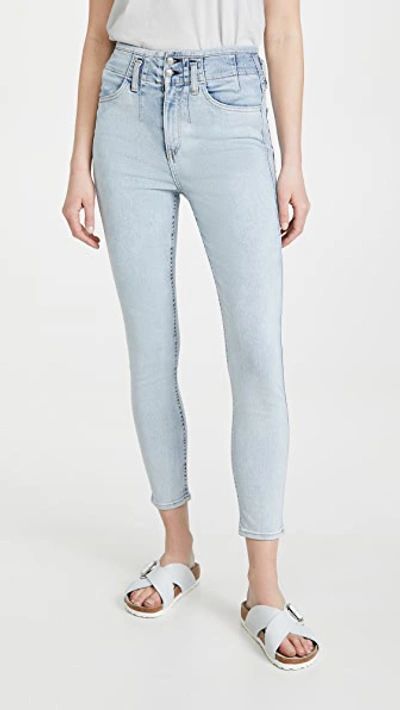 Rag & Bone Darted Ankle Cropped Skinny Jeans In Blue