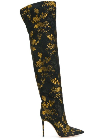 Gianvito Rossi Rennes Jacquard Over-the-knee Boots In Black