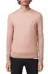 Allsaints Mode Slim Fit Merino Wool Sweater In Blossom Pink Marl
