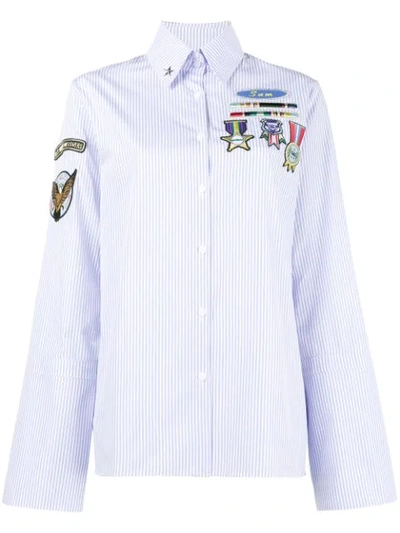 Mira Mikati Scout Striped Appliquéd Cotton-poplin Shirt In Blue