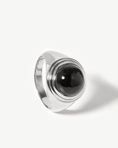 Missoma Silver Black Onyx Sphere Ring In Black/silver