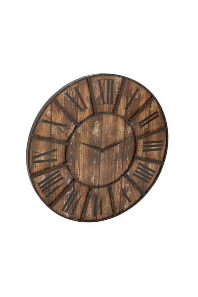 Willow Row Brown Wood Wall Clock With Black Accents