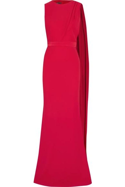 Alexander Mcqueen Shoulder Drape Backless Gown In Red | ModeSens