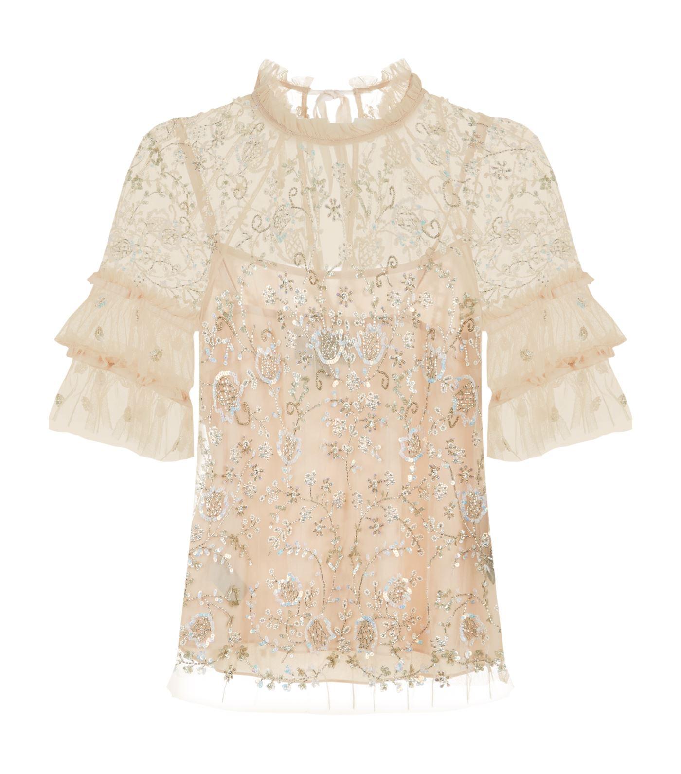Needle & Thread Constellation Embellished Top In Pink | ModeSens