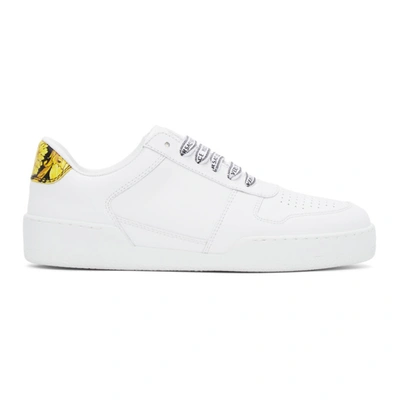 Versace White Ilus Low Sneakers In White,yellow,black