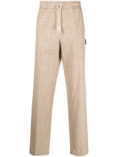 Palm Angels All-over Monogram Track Pants In Beige