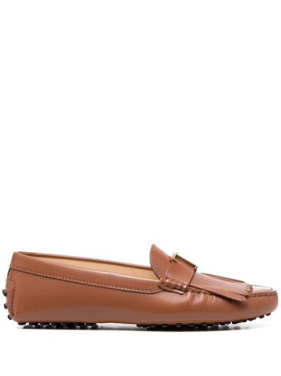 Tod's Gommino Fringed Loafers In Brown