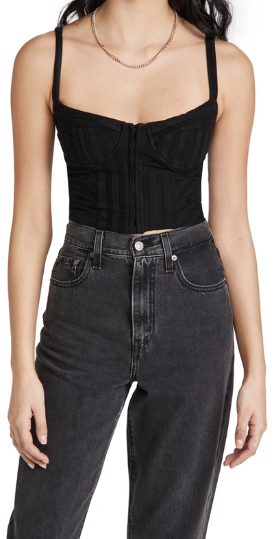 Jonathan Simkhai Standard Dee Compact Rib Jersey Bustier Tank Top In Black