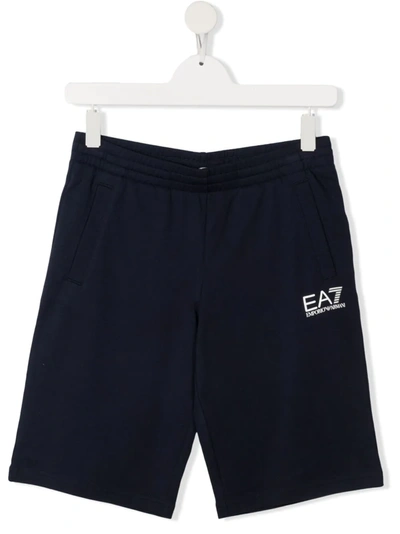 Emporio Armani Kids' Logo-print Shorts In Blue