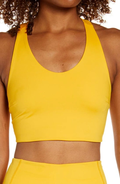 Zella Studio Lite Longline Bra In Yellow Autumn