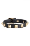 Valentino Garavani Garavani Rockstud Leather Bracelet In Nero