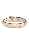 Valentino Garavani Garavani Rockstud Leather Bracelet In Light Ivory