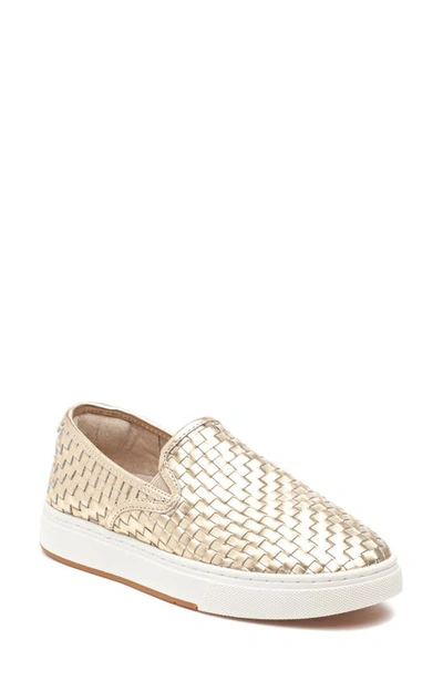 Jslides Justine Woven Leather Slip-on Sneakers In Light Gold