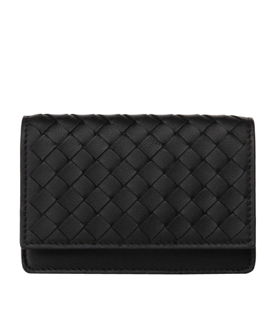 Bottega Veneta Nappa Leather Flap Card Holder In Black