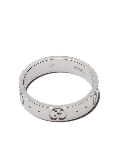 Gucci Icon Interlocking G Band Ring In Silver