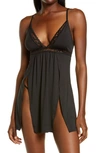 Mapalé Babydoll Chemise & G-string Thong Set In Black