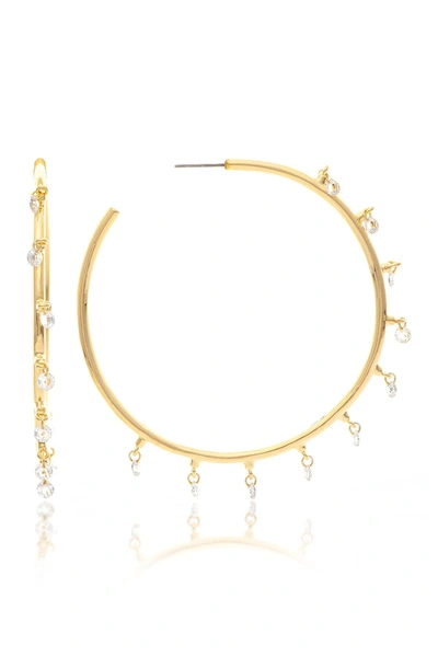 Rivka Friedman 18k Gold Clad Dangling Cz Hoop Earrings