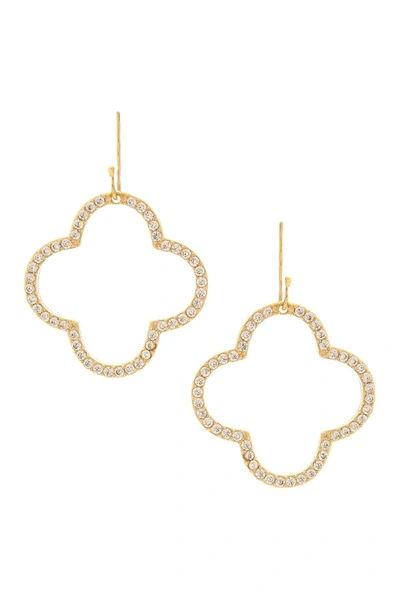 Rivka Friedman Cz Clover Hook Earrings In 18k Gold Clad