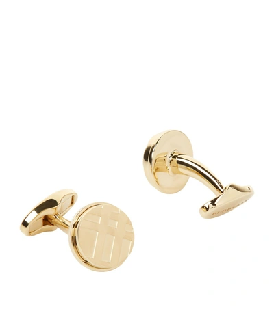 Burberry Checked Cufflinks In Gold