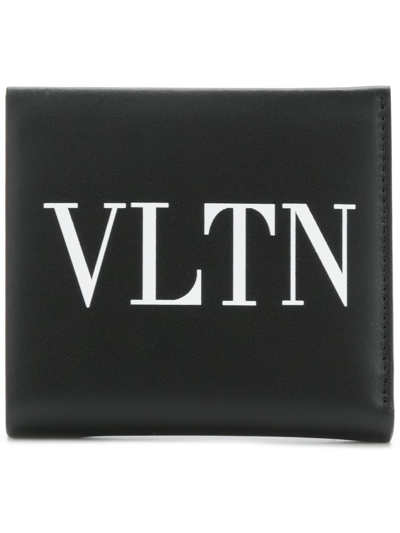 Valentino Garavani Garavani Vltn Black Leather Wallet In Nero