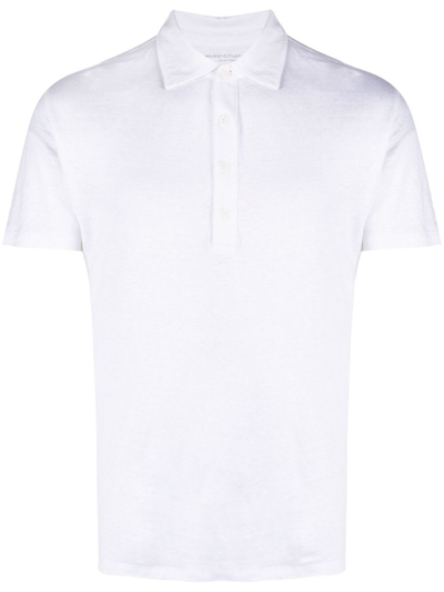 Majestic V-neck Short-sleeved Polo Shirt In Blanc