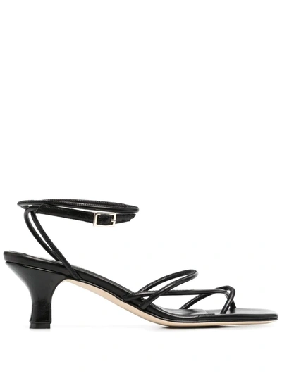 Paris Texas Betty Buckle Strappy Sandals In Black