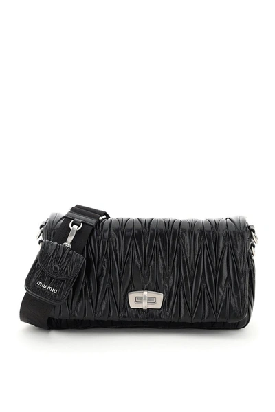 Miu Miu Quilted Shoulder Bag With Pouch In Nero