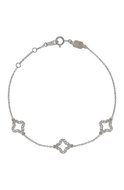 Suzy Levian 14k White Gold Diamond Clover Bracelet