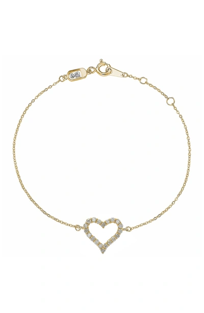 Suzy Levian 14k Yellow Gold Diamond Heart Bracelet