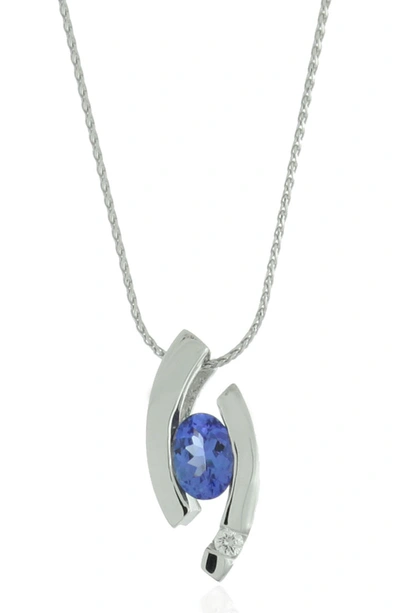 Suzy Levian 14k Gold Tanzanite & Diamond Pendant Necklace In Blue