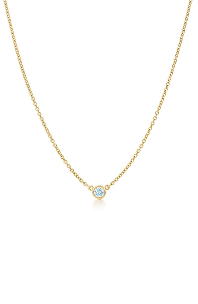 Suzy Levian 14k Gold Diamond Solitaire Necklace