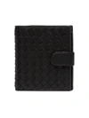 Bottega Veneta Black Intrecciato Leather Wallet In White