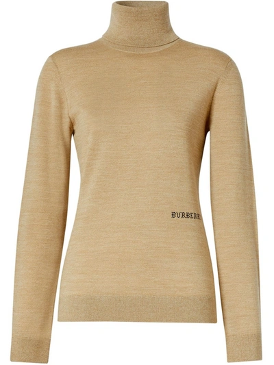 Burberry Two-tone Roll-neck Jumper In Black