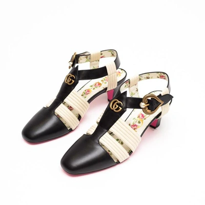 Gucci Mid-heel T-strap Sandals In Black