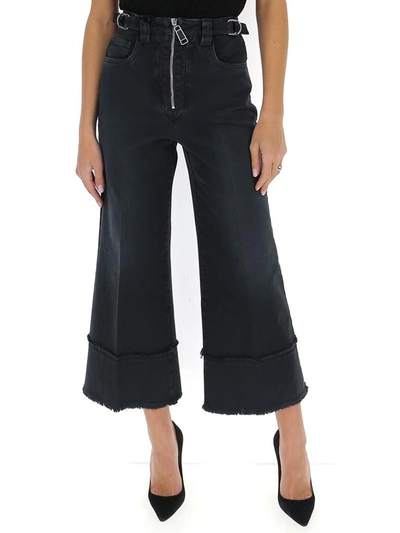 Miu Miu Cropped Wide-leg Jeans In Black