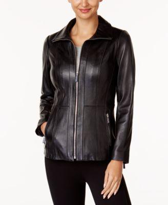 Michael Kors Michael Leather Jacket In Black | ModeSens