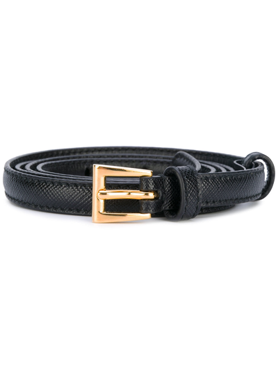 Prada Belt Black 1 Cm Saffiano Black In Multi-colored