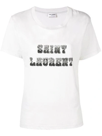 Saint Laurent Logo Patch T-shirt In Nero
