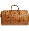 Mcm Voyager Visetos Large Weekender Duffel Bag In Cognac