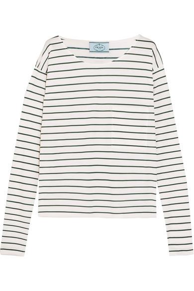 Prada Striped Cotton-jersey Top | ModeSens