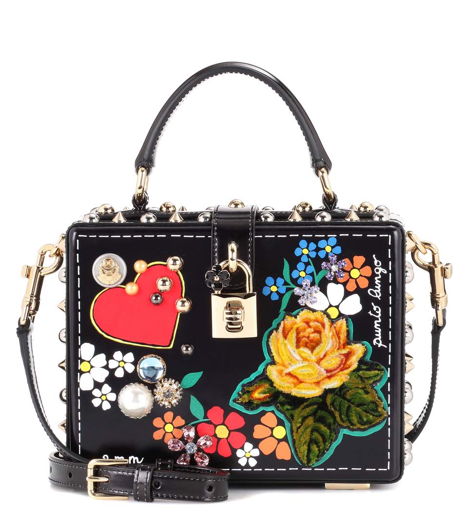 Dolce & Gabbana Dolce Box Leather Shoulder Bag In Black-multi | ModeSens